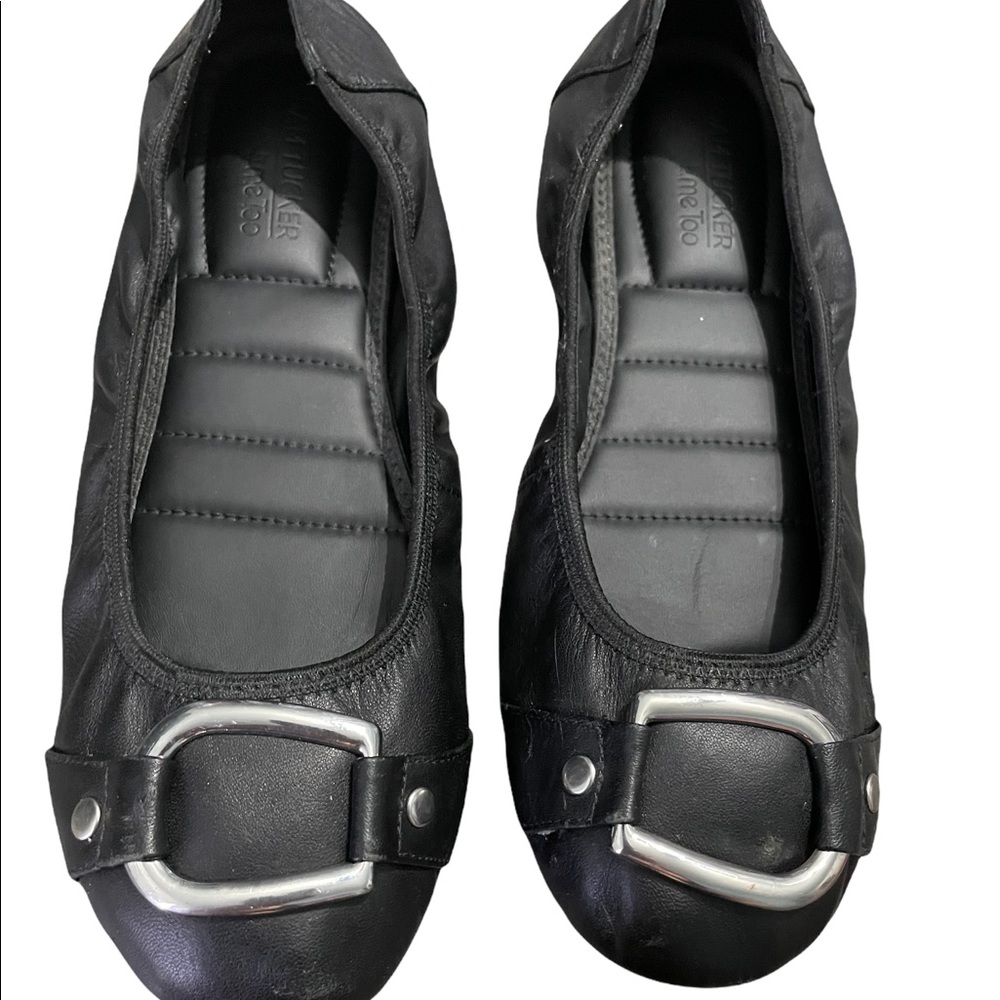 Me Too black leather flats size 10
